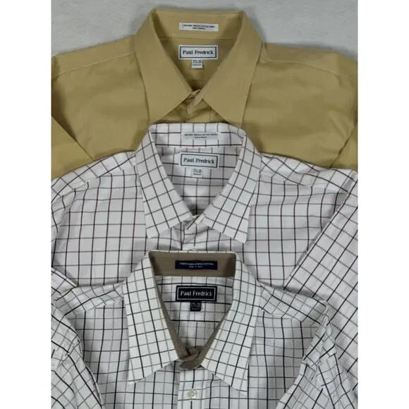 Paul Frederick Men's 17.5x34 dress shirt Non Iron 100% Cotton (Lot of 3) - Picture 1 of 14